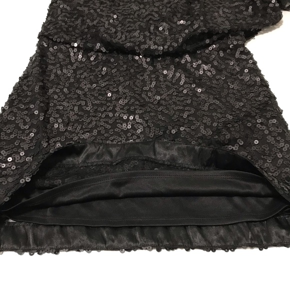 Jessica Simpson One Shoulder Flutter Sleeve Black Sequins Mini Dress Size 4 - Picture 8 of 12